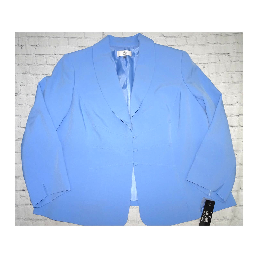 NWT Le Suit Plus Size Seamed Skirt Suit 22 W light blue - Picture 3 of 12